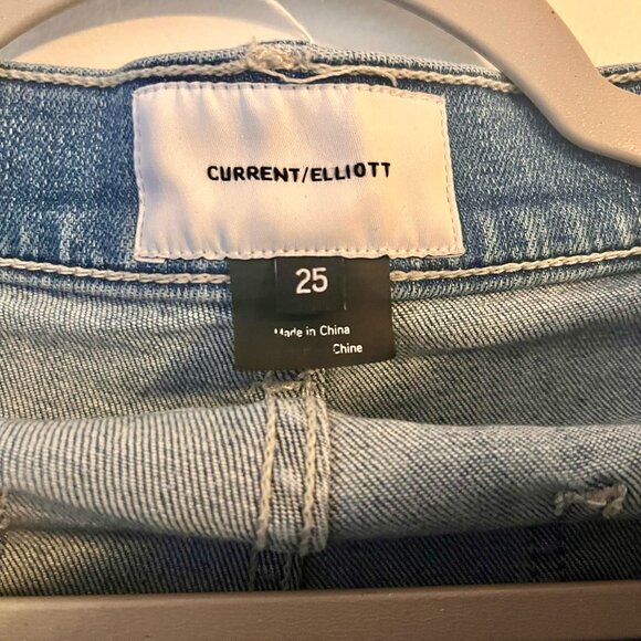 Current/Elliott Straight Jeans with Distressed Hems Sz 25 - Picture 4 of 4